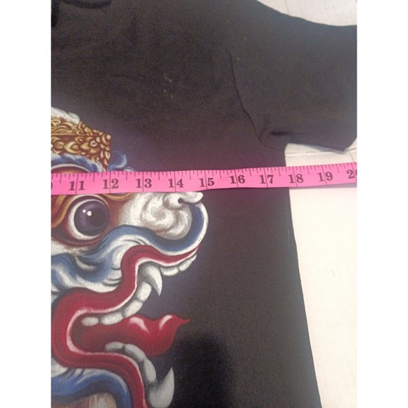 JoliGolf Thailand T-Shirt - Hanuman Print front & back, Black Medium 100% Cotton - Picture 5 of 9